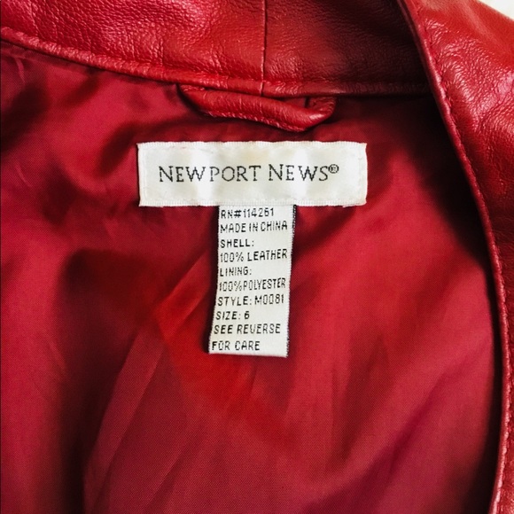 Red Genuine Leather Cropped Motorcycle Jacket - Picture 5 of 5